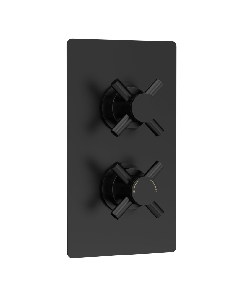 Hudson Reed Tec Crosshead Twin Thermostatic Shower Valve with Diverter and 2 Crosshead Handles, Best Brass Build Concealed Fi...