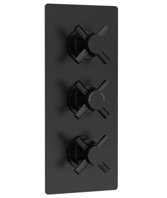 Hudson Reed Tec Crosshead Triple Thermostatic Shower Valve and 3 Crosshead Handles, Best Brass Build Concealed Fit Bathroom S...