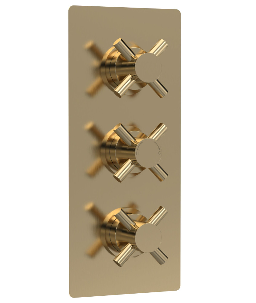 Hudson Reed Tec Crosshead Triple Thermostatic Shower Valve with Diverter and 3 Crosshead Handles, Best Brass Build Concealed ...