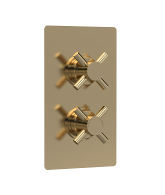 Hudson Reed Tec Crosshead Twin Thermostatic Shower Valve with Diverter and 2 Crosshead Handles, Best Brass Build Concealed Fi...