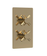 Hudson Reed Tec Crosshead Twin Thermostatic Shower Valve with Diverter and 2 Crosshead Handles, Best Brass Build Concealed Fi...