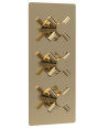 Hudson Reed Tec Crosshead Triple Thermostatic Shower Valve and 3 Crosshead Handles, Best Brass Build Concealed Fit Bathroom S...