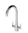 Nuie Sameer Mono Dual Lever Chrome Finished Kitchen Sink Taps, Deck Mounted Swivel Spout Kitchen Taps with Pop-Up Waste, Trad...
