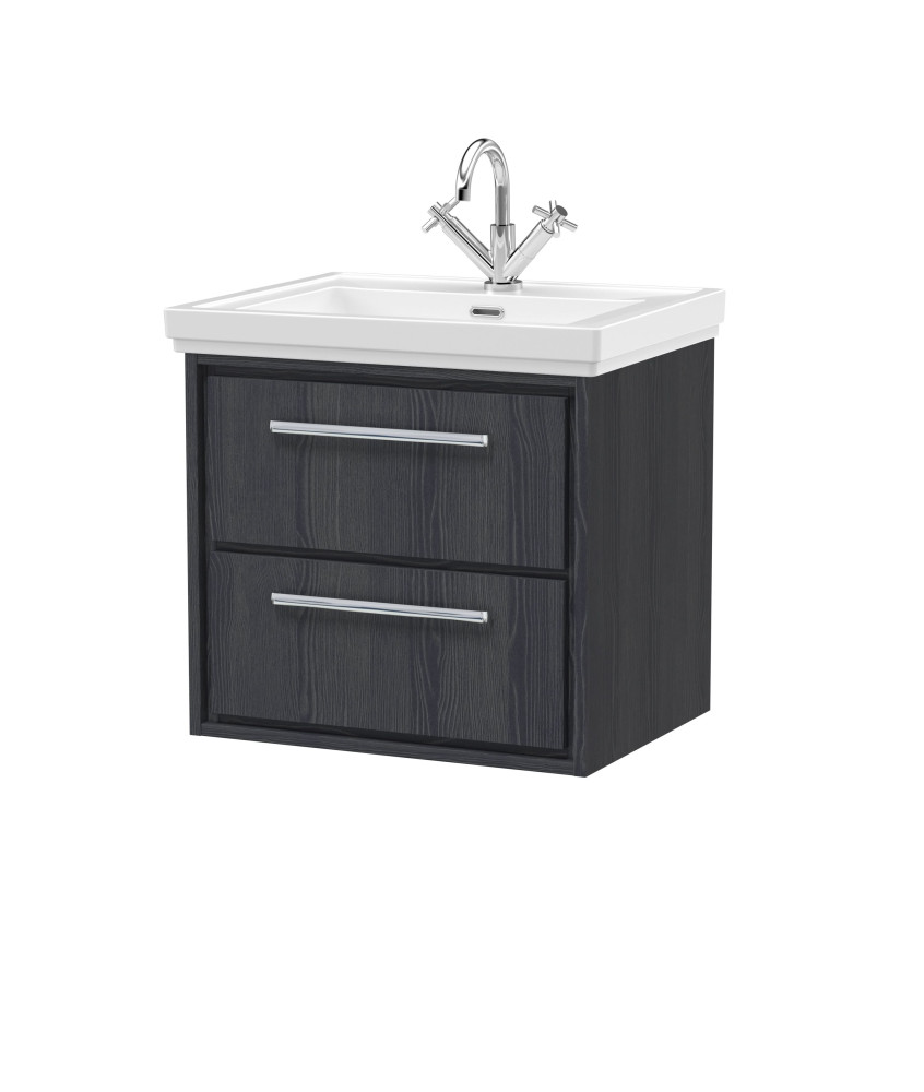 Hudson Reed Lille Wall Hung Vanity Unit with 1TH Basin, 2 Drawer Bathroom Vanity Unit, Durable Bathroom Furniture, Sink Vanit...