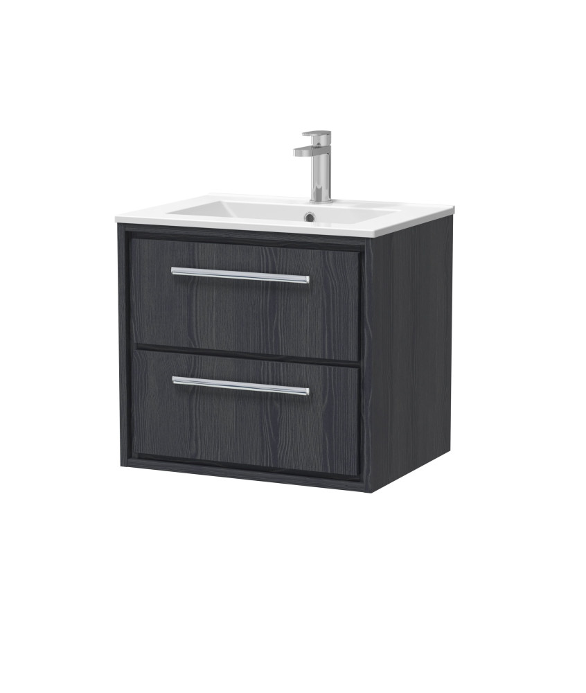 Hudson Reed Lille Wall Hung Vanity Unit with 2 Drawers and 1TH Basin, Durable Bathroom Furniture, Stylish Sink Vanity Unit fo...