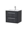 Hudson Reed Lille Wall Hung Vanity Unit with 2 Drawers and 1TH Basin, Durable Bathroom Furniture, Stylish Sink Vanity Unit fo...