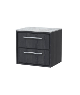 Hudson Reed Lille Countertop Basin Unit, 2-Drawer Modern Vanity Unit with Marble Top, Durable Bathroom Furniture, Luxury Vani...