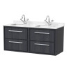 Hudson Reed Lille Wall Hung Vanity Unit with Basin, 4 Drawer Bathroom Vanity with Marble Worktop, Modern Sink Vanity Unit for...