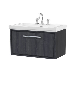 Hudson Reed Lille Wall Hung Vanity Unit with 3 Tap Hole Basin, Compact White Bathroom Vanity Unit, Durable Bathroom Furniture...