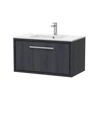 Hudson Reed Lille Wall Hung Vanity Unit with 1 Tap Hole Basin, Durable Bathroom Furniture, Compact White Sink Vanity Unit for...