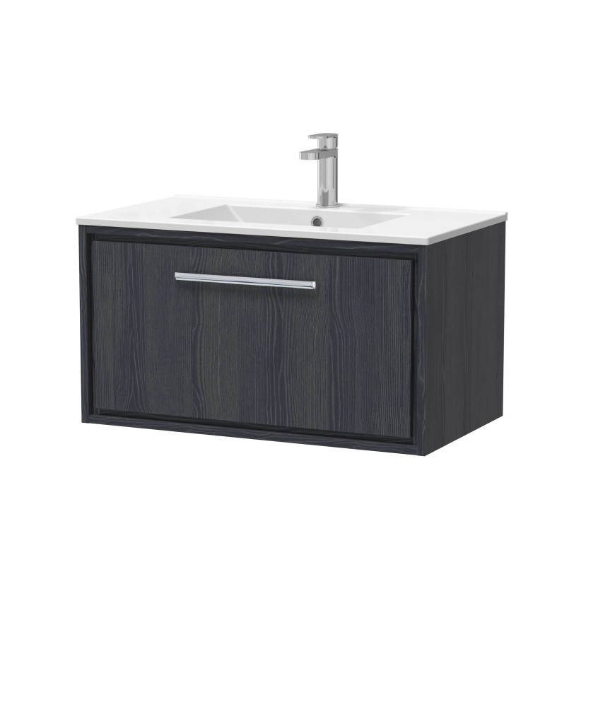 Hudson Reed Lille Wall Hung Vanity Unit with 1 Tap Hole Basin, Durable Bathroom Furniture, Compact White Sink Vanity Unit for...