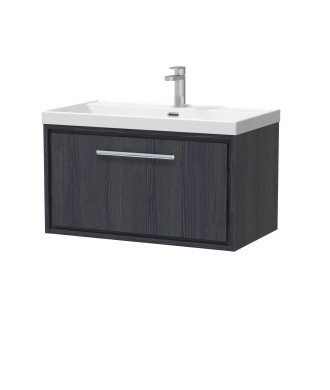 Hudson Reed Lille Wall Hung Vanity Unit with 1 Tap Hole Basin, Durable Bathroom Furniture, Compact Sink Vanity Unit for Moder...