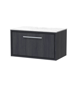 Hudson Reed Lille Countertop Vanity Unit with Marble Worktop, Durable Bathroom Furniture, Luxury Single Drawer Modern Vanity ...