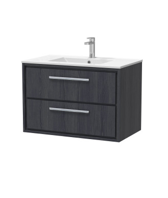 Hudson Reed Lille Wall Hung Vanity Unit with 1 Tap Hole Basin, Durable Bathroom Furniture, Double Drawer Sink Vanity Unit for...
