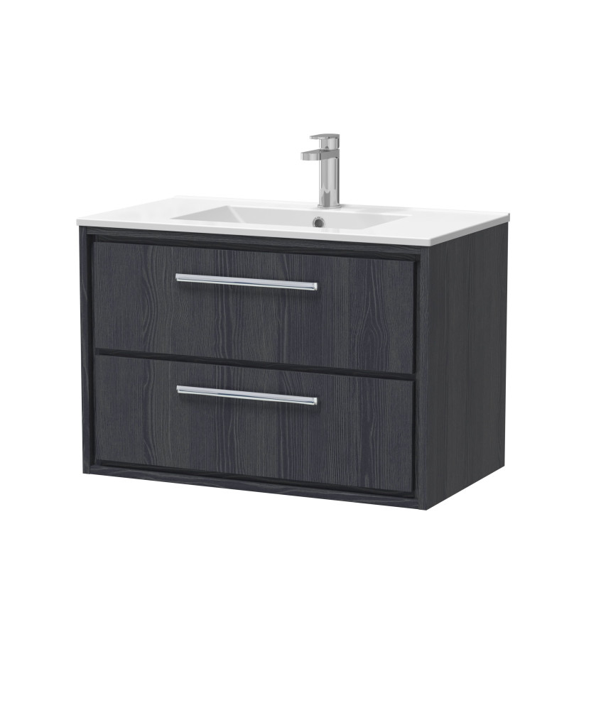 Hudson Reed Lille Wall Hung Vanity Unit with 1 Tap Hole Basin, Durable Bathroom Furniture, Double Drawer Sink Vanity Unit for...