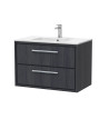 Hudson Reed Lille Wall Hung Vanity Unit with 1 Tap Hole Basin, Durable Bathroom Furniture, Double Drawer Sink Vanity Unit for...