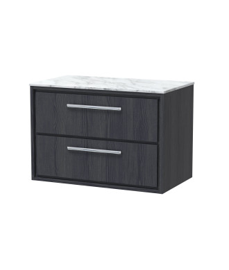 Hudson Reed Lille Countertop Vanity Unit with Marble Worktop, Durable Bathroom Furniture, Double Drawer Modern Vanity Unit fo...