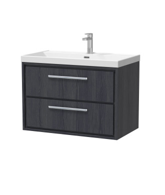 Hudson Reed Lille Wall Hung Vanity Unit with 1 Tap Hole Basin, Durable Bathroom Furniture, Double Drawer Sink Vanity Unit for...