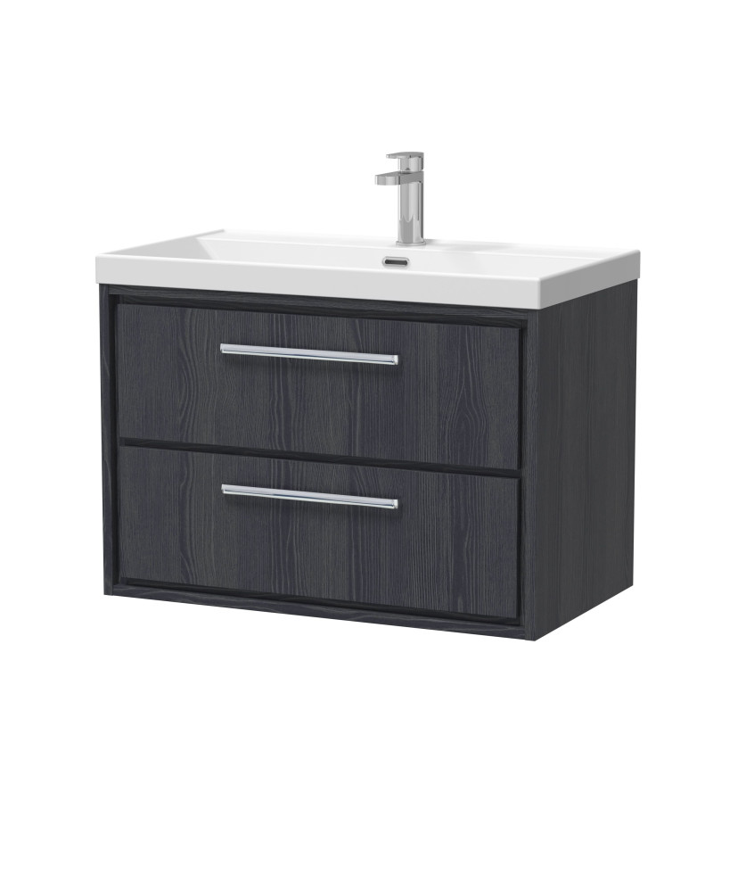 Hudson Reed Lille Wall Hung Vanity Unit with 1 Tap Hole Basin, Durable Bathroom Furniture, Double Drawer Sink Vanity Unit for...