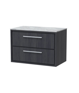 Hudson Reed Lille Countertop Vanity Unit with Marble Worktop, Durable Bathroom Furniture, Luxury Double Drawer Modern Vanity ...