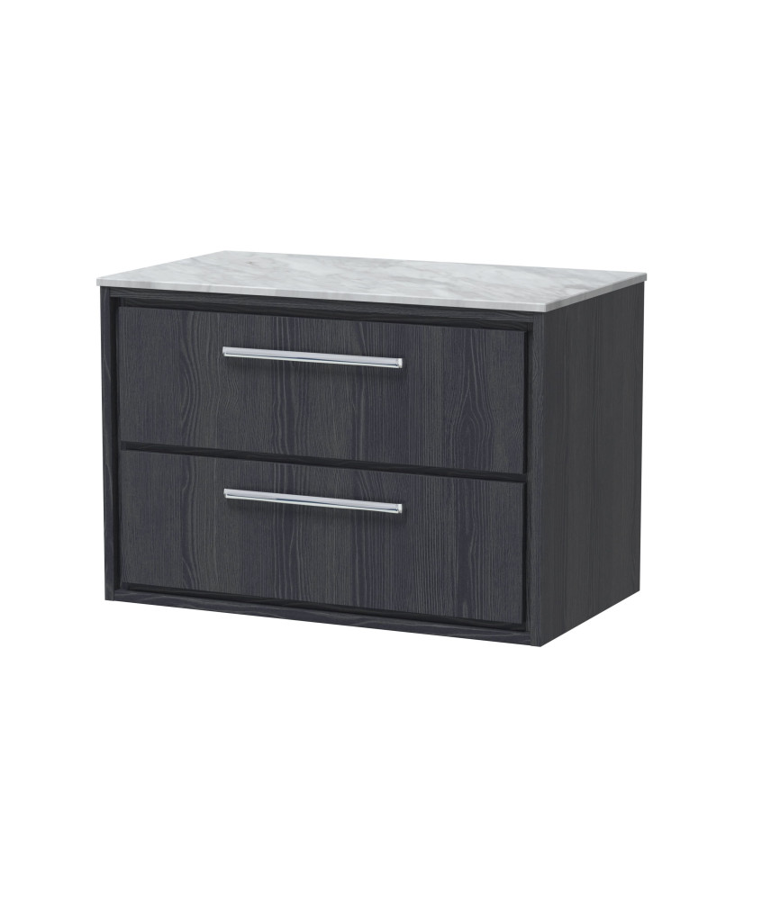Hudson Reed Lille Countertop Vanity Unit with Marble Worktop, Durable Bathroom Furniture, Luxury Double Drawer Modern Vanity ...