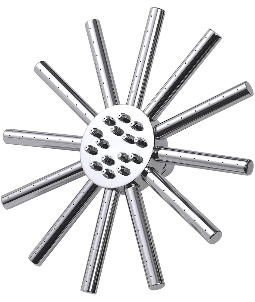 iBathUK Orbis Star Fixed Rainfall Brass Shower Head Easy Clean Swivel Joint, Modern Bathroom Accessories, Chrome, 8 Inch