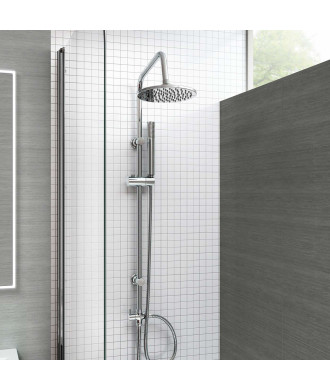 iBathUK Elevex 2 Way Shower Riser Rail Kit with Fixed Head, Handset & Diverter - Chrome