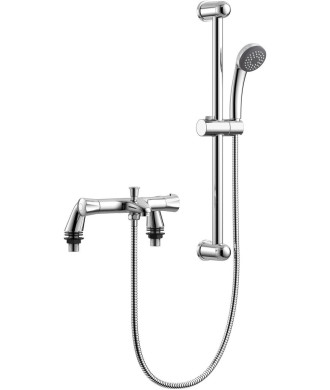 iBathUK Lex Thermostatic Shower Mixer Valve Bath Deck Tap Riser Rail and Handset Set, Thermostatic Bar Shower Valve, Chrome
