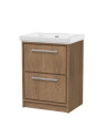 Hudson Reed Lille Floor Standing Vanity Unit with Basin, 2 Drawer Sink Vanity Unit, Durable Bathroom Furniture, Contemporary ...