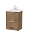 Hudson Reed Lille Floor Standing Vanity Unit with Marble Underslung Basin, Sink Cabinet, 1 Tap Hole Bathroom Vanity Unit with...