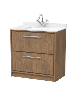 Hudson Reed Lille Floor Standing Countertop Basin Unit, Marble Top Vanity with Drawers, Durable Bathroom Furniture, Modern Lu...