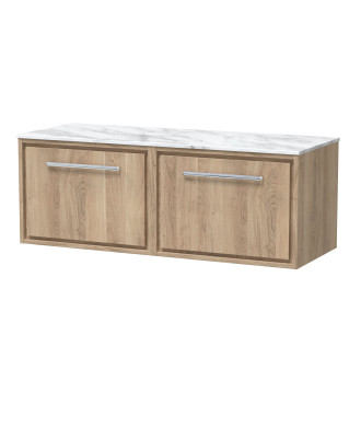 Hudson Reed Lille Wall Hung Countertop Vanity Unit, Durable Bathroom Furniture, Double Drawer Marble Top Luxury Vanity for Mo...