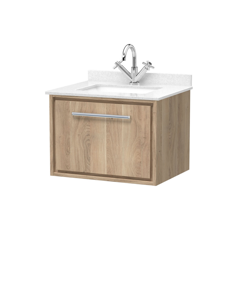 Hudson Reed Lille Wall Hung Vanity Unit with Marble Worktop and Basin, Soft Close Drawer, Modern Sink Vanity Unit for Bathroo...