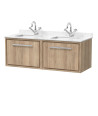 Hudson Reed Lille Wall Hung Vanity Unit with Double Marble Worktop Basins, Luxury Bathroom Vanity Unit with Soft Close Drawer...