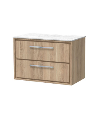 Hudson Reed Lille Wall Hung Countertop Vanity Unit with Marble Worktop, 2 Soft Close Drawers, Luxury Bathroom Cabinet, Modern...