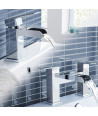 iBathUK Kinetic Waterfall Basin Sink Mixer Tap, Bath Tub Filler Luxury Bathroom Set, Elegant Bath Sink Mixer Tap, Chrome