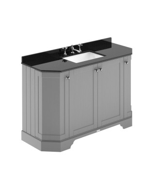 Old London Floor Standing 4 Door Vanity Unit with Basin, Black Marble Top, Angled Design, Traditional Bathroom Sink Vanity Un...