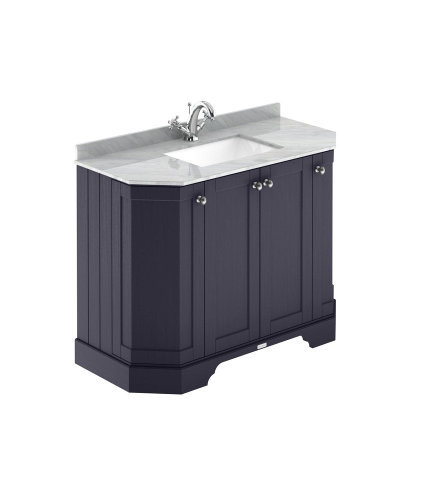Old London Floor Standing 4 Door Angled Vanity Unit with 1 Tap Hole Grey Marble Top, Traditional Bathroom Vanity Unit with Ba...