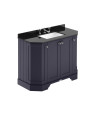 Old London Floor Standing 4 Door Angled Vanity Unit with 3 Tap Hole Black Marble Basin Top, Traditional Sink Vanity Unit for ...