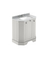 Old London Floor Standing Vanity Unit with Basin, 3 Door Angled Design, Grey Marble Top Traditional Sink Vanity Unit for Bath...