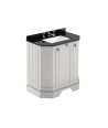 Old London Floor Standing 3 Door Angled Vanity Unit with Black Marble Basin Top, Traditional Bathroom Vanity Unit with 3 Tap ...