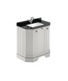 Old London Floor Standing 3 Door Angled Vanity Unit with 1 Tap Hole Black Marble Basin, Traditional Sink Vanity Unit for Clas...