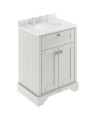 Old London Floor Standing Vanity Unit with 3 Tap Hole White Marble Top, Traditional Sink Cabinet for Bathroom, Soft Close Doo...