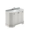 Old London Floor Standing 4 Door Angled Vanity Unit with Grey Marble Top & 1 Tap Hole Basin, Sink Vanity Unit for Bathroom, S...