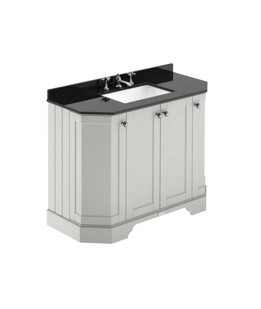 Old London Floor Standing 4 Door Angled Vanity Unit with 3 Tap Hole Black Marble Basin Top, Sink Vanity Unit for Traditional ...