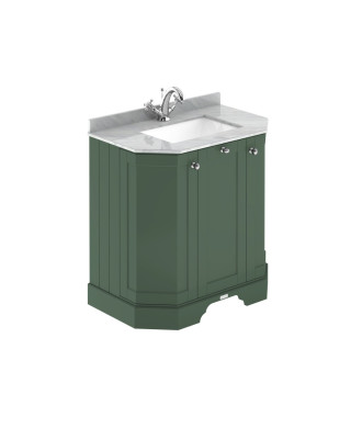 Old London Floor Standing Vanity Unit with Grey Marble Basin 1 Tap Hole, Angled 3-Door Sink Cabinet, Durable Traditional Styl...