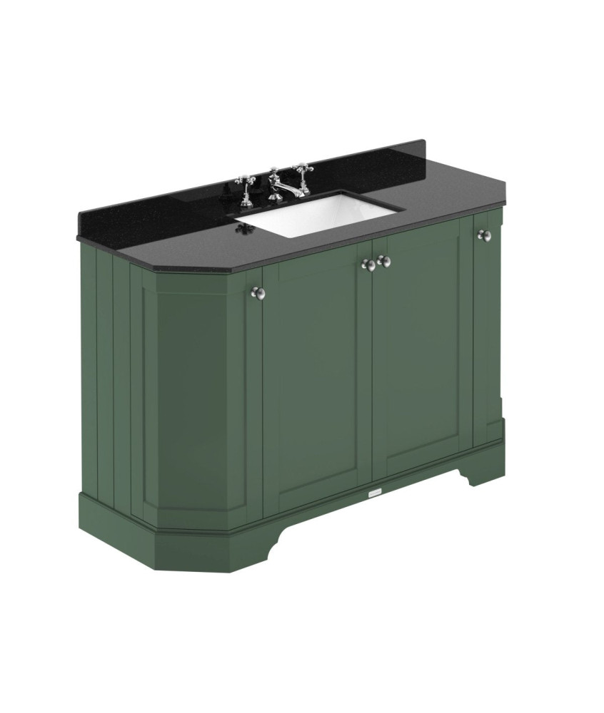 Old London Floor Standing Vanity Unit with Basin 3 Tap Hole with Black Marble Top, Durable 4 Door Angled Vanity Unit for Clas...