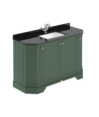 Old London Floor Standing Vanity Unit with Basin 1 Tap Hole and Black Marble Top, Durable 4 Door Angled Traditional Bathroom ...