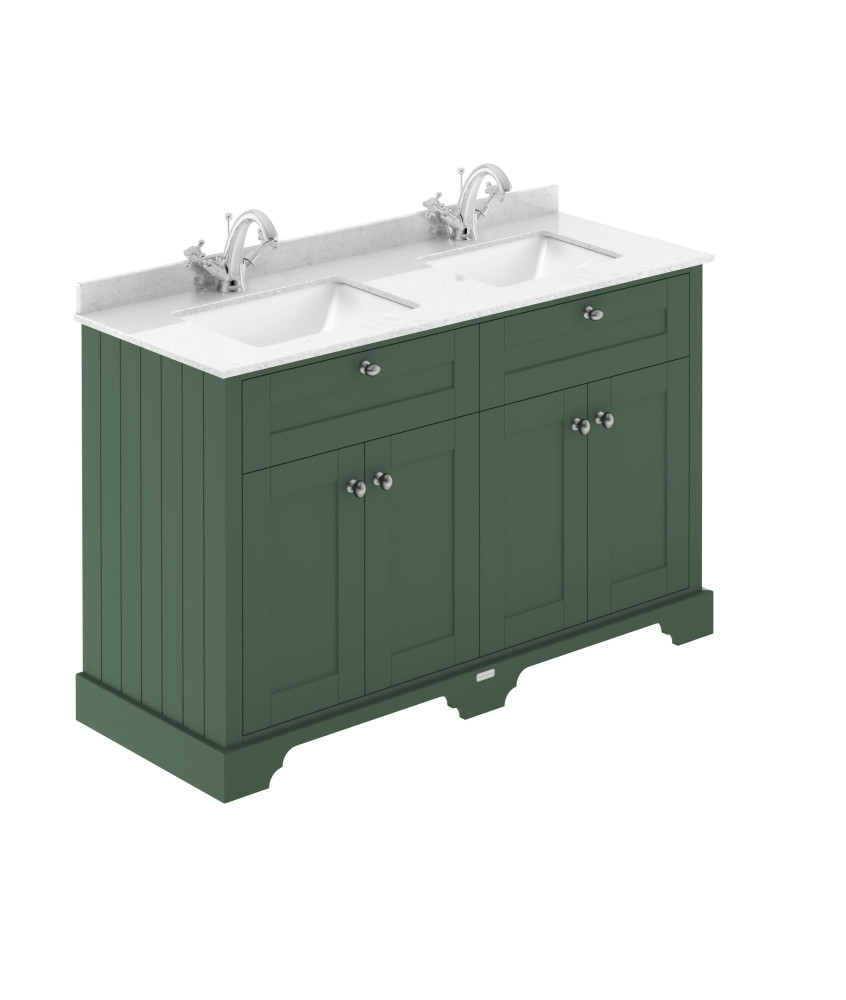 Old London Floor Standing Vanity Unit with Square Basin 1 Tap Hole White Marble Top, Durable 4 Doors Vanity Unit for Traditio...