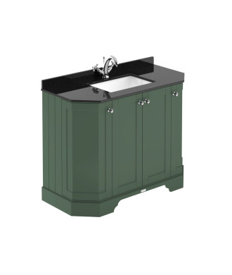 Old London Floor Standing Vanity Unit with 1 Tap Hole Basin and Black Marble Top, Durable Angled 4 Door Traditional Bathroom ...